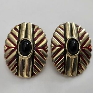 RARE FIND Vintage Statement Donald Stannard clip on earrings Art Deco style